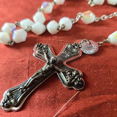 Czechoslovakian White Beaded Rosary