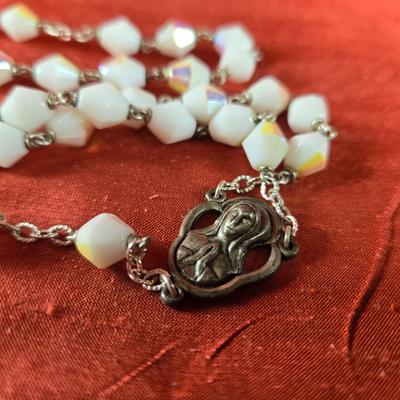 Czechoslovakian White Beaded Rosary