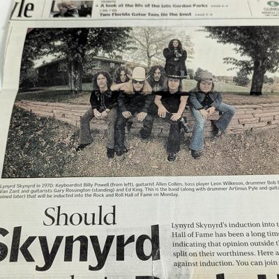 Artimus Pyle Signed Lynyrd Skynyrd "Hell House" Photograph & Newspaper Clippings