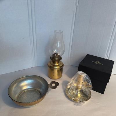 804 Skultuna Office Candlestick & Bowl , Oil Lantern