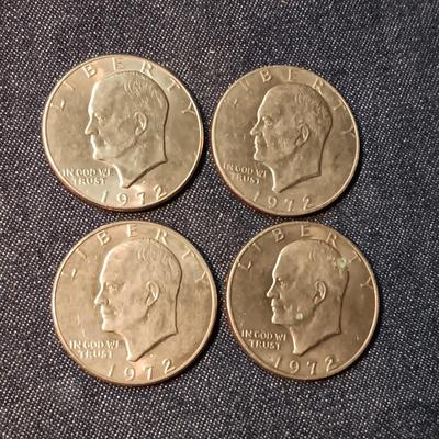 FOUR 1972 EISENHOWER DOLLARS