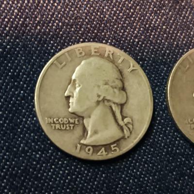 1942-S & 1945 WASHINGTON SILVER QUARTERS
