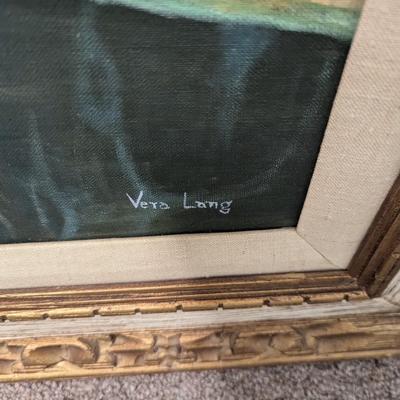 Framed Painted Vera Lang Crashing Waves Art 44" x 33 1/4"