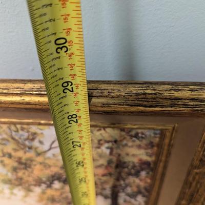 Vintage Art Robert Wood Pine And Birch Signed Framed Reproduction Approx 52 1/4" x 29"