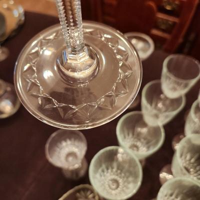 Large Lot of Glassware Wine Glasses, Serving Bowls, Candle Sticks, Stemware