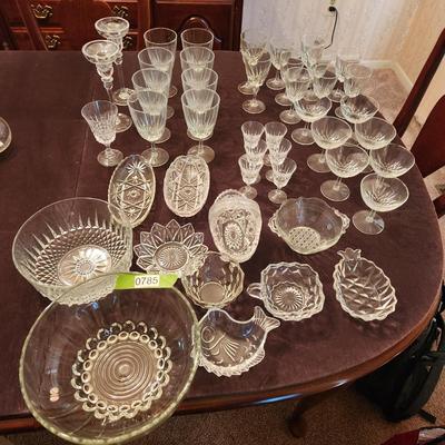 Large Lot of Glassware Wine Glasses, Serving Bowls, Candle Sticks, Stemware
