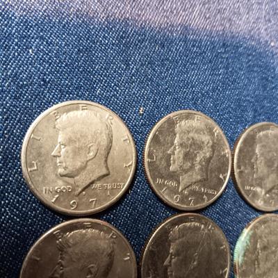 THREE 1971-D, THREE 1972 & THREE 1974 KENNEDY HALF DOLLARS