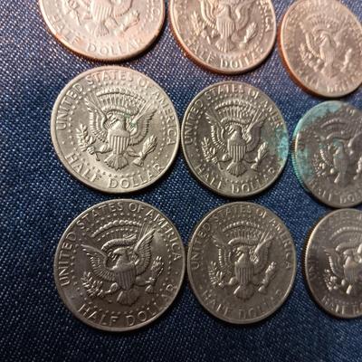 THREE 1971-D, THREE 1972 & THREE 1974 KENNEDY HALF DOLLARS