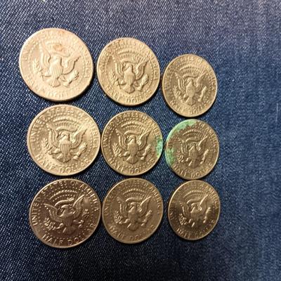 THREE 1971-D, THREE 1972 & THREE 1974 KENNEDY HALF DOLLARS