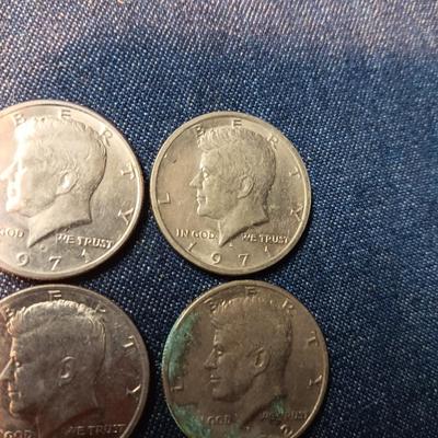 THREE 1971-D, THREE 1972 & THREE 1974 KENNEDY HALF DOLLARS
