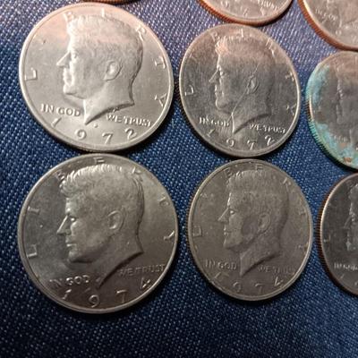 THREE 1971-D, THREE 1972 & THREE 1974 KENNEDY HALF DOLLARS