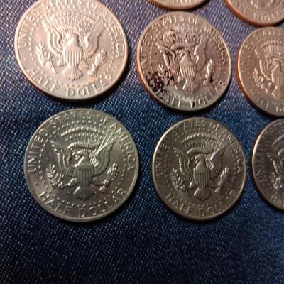 NINE KENNEDY HALF DOLLARS