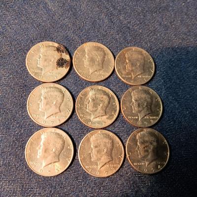 NINE KENNEDY HALF DOLLARS