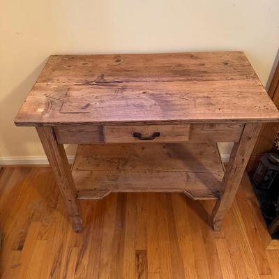 806 Small Single Drawer Scrubbed Pine Rustic Table