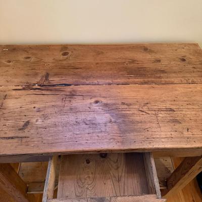 806 Small Single Drawer Scrubbed Pine Rustic Table