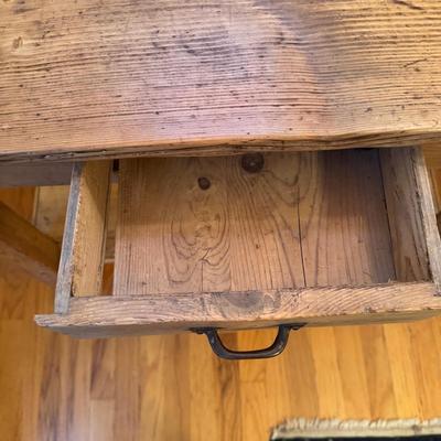 806 Small Single Drawer Scrubbed Pine Rustic Table
