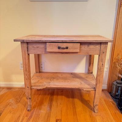 806 Small Single Drawer Scrubbed Pine Rustic Table