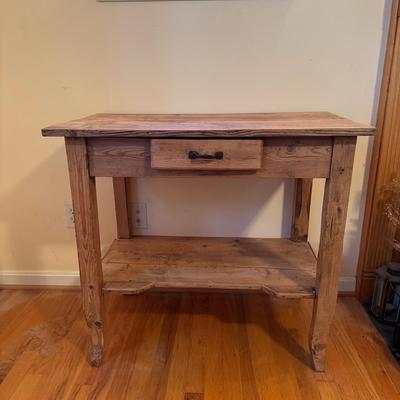 806 Small Single Drawer Scrubbed Pine Rustic Table