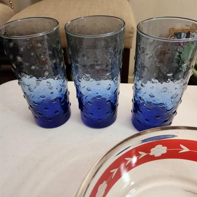 Lot of Collectables Glasses Vases Pyrex Crackle Glass, Devil Egg Platter Hall China Co. Westinghouse Refrigerator