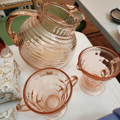 Lot of Collectables Glasses Vases Pyrex Crackle Glass, Devil Egg Platter Hall China Co. Westinghouse Refrigerator