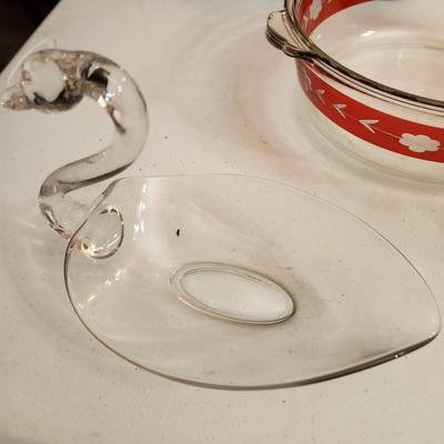 Lot of Collectables Glasses Vases Pyrex Crackle Glass, Devil Egg Platter Hall China Co. Westinghouse Refrigerator