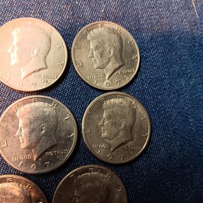 FOUR 1971-D & FOUR 1972 KENNEDY HALF DOLLARS