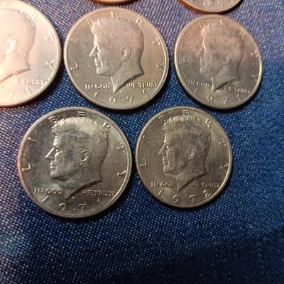 FOUR 1971-D & FOUR 1972 KENNEDY HALF DOLLARS