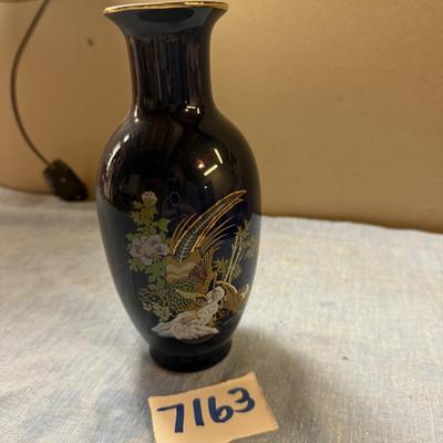Japanese peacock & floral vase