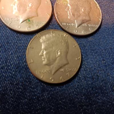 1965, 1967 & 1968-D KENNEDY HALF DOLLARS