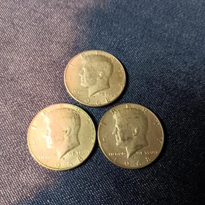 THREE 1968-D KENNEDY HALF DOLLARS