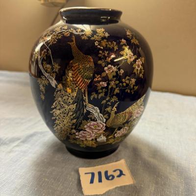 Japanese peacock and floral vase/ginger jar