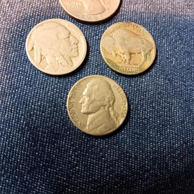 1966 QUARTER, 2 INDIAN HEAD & ONE 1958 NICKELS