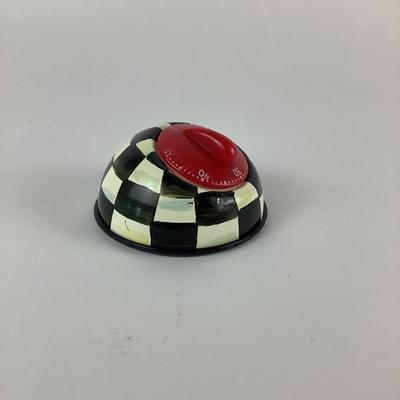 254 Mackenzie Childs Enamel Courtly Check Kitchen Timer