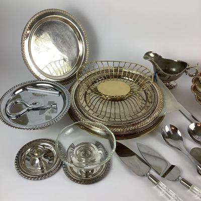 257 Large Lot of Silver plated Serving Dishes