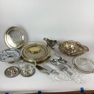257 Large Lot of Silver plated Serving Dishes
