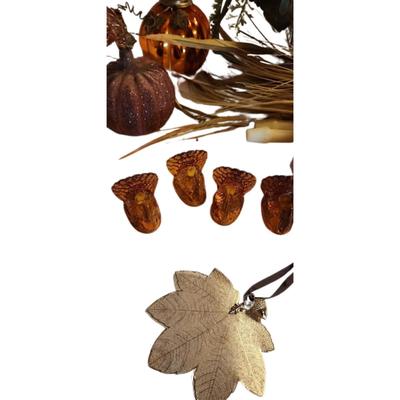 Lot 476 Autumn Wreath with Plaid Ribbon & Other Ornaments Lot