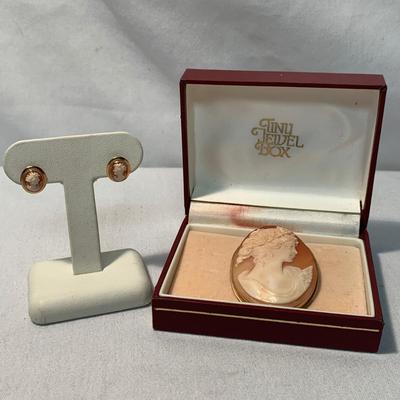 14K Cameo Earrings & Pendant Set (ST-HS)