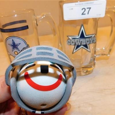 6337/27 Dallas Cowboys Lot ~ Jack in the Box Antenna Topper with Helmet / 2 Mugs