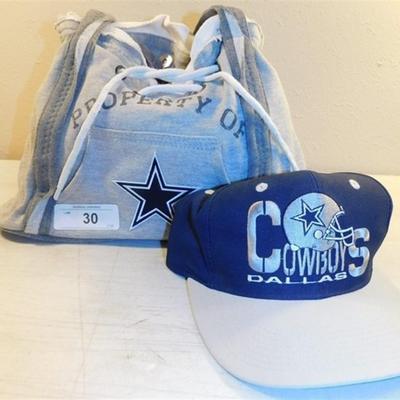 6337/30 Dallas Cowboys Lot ~ Pro-Fan-ity Dallas Cowboys Purse ~ Sweatshirt Purse / Snap Back Hat
