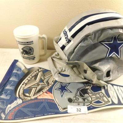 6337/32 Dallas Cowboys Lot ~ Pennant / Mug / Air Up Helmet ( Wont Hold Air)