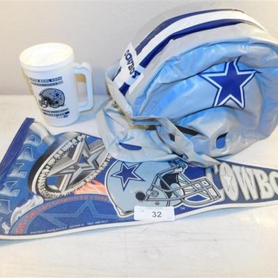 6337/32 Dallas Cowboys Lot ~ Pennant / Mug / Air Up Helmet ( Wont Hold Air)