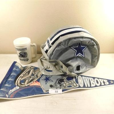 6337/32 Dallas Cowboys Lot ~ Pennant / Mug / Air Up Helmet ( Wont Hold Air)