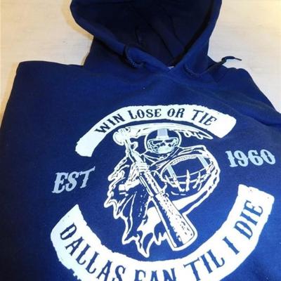 6337/125 Gilden Dallas Hoodie ~ Size XL ~ Win - Lose or Tie Dallas Fan Till I Die