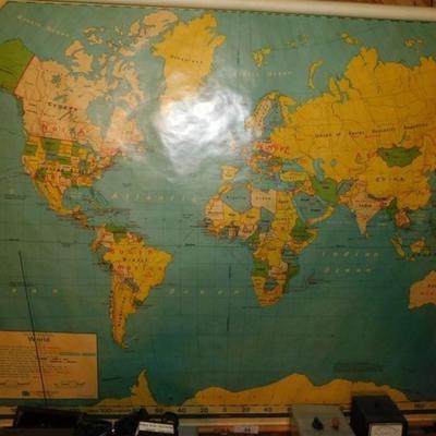 6337/53 Vintage Rolled Map By Nystrom Readiness World Map
