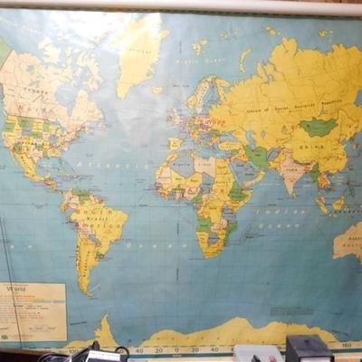 6337/53 Vintage Rolled Map By Nystrom Readiness World Map