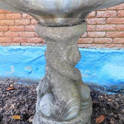 Sale Photo Thumbnail #155: 6337/305 Cherub Holding Fish ~ 2 Tier Fountain ~ Crack in Fish Mouth on Top ~ 67" x 35"