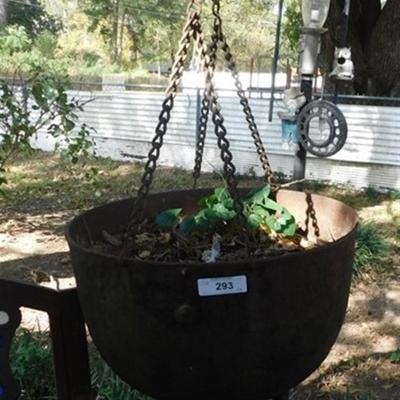 Sale Photo Thumbnail #157: 6337/293 Cast Iron Cauldron on Chain 20" x 13.5"