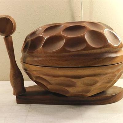 6337/245 Vintage Wooden Walnut Nut Cracker Station with Mallet 25" x 35"