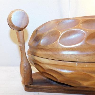 6337/245 Vintage Wooden Walnut Nut Cracker Station with Mallet 25" x 35"