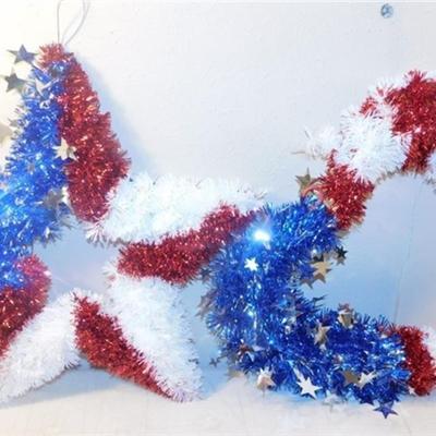 6337/288 Lot of Red White and Blue Decorations ~ Large Redhead Small Spot / Sequin Hat / Extra Large Fashion Vest / Flag 57" x...